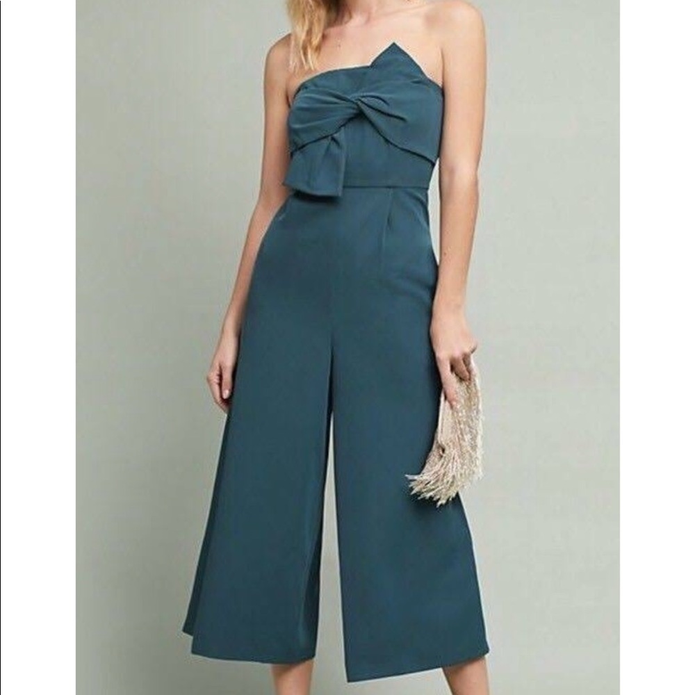 Anthropologie Hailee C Black Bow strapless Jumper